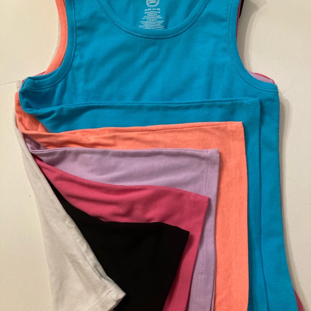 Wonder Nation solid tank tops. Girls XL(14/16)  New without tags. 6 tops for $12
